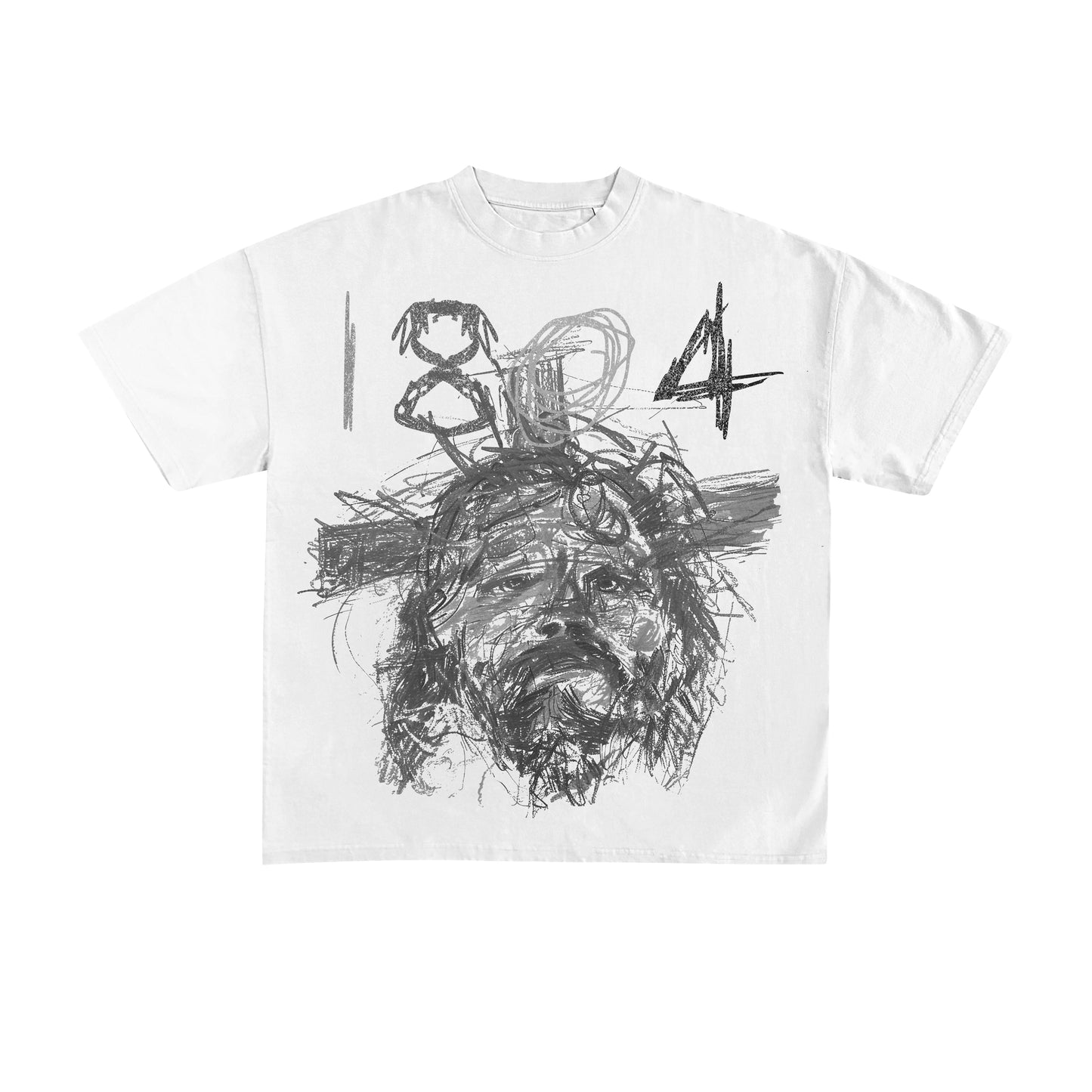 Jesus Sketch Graphic Tee White T-Shirt